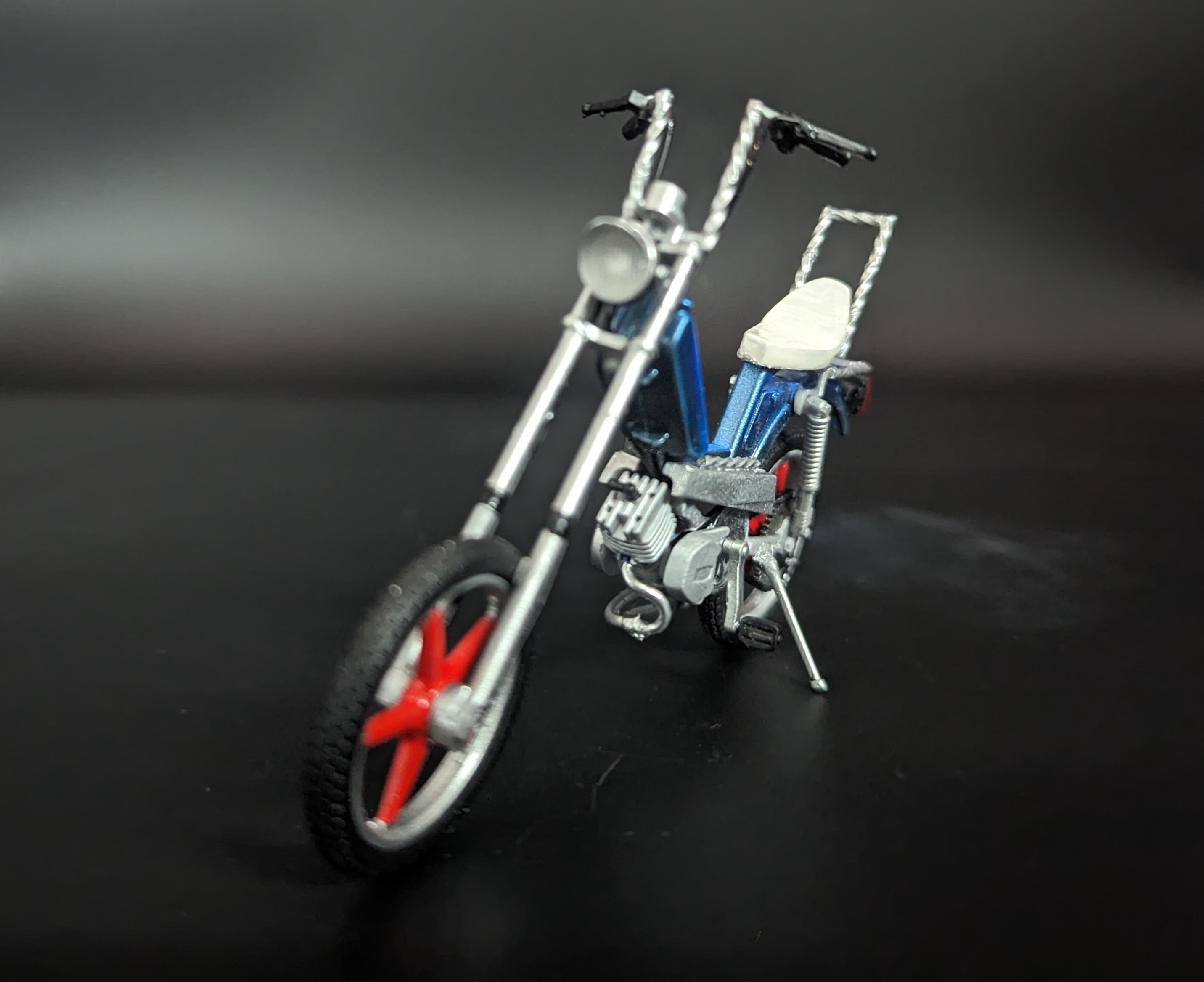 Peugeot 103 Sp Bleu Chopper Grande Fourche Guidon Torsad 1/18